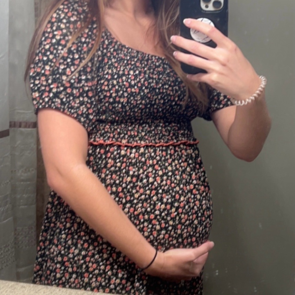 Pink blush maternity Black Puff Sleeve Sundress
